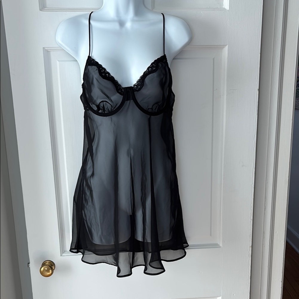 Calvin Klein Black Sheer Chemise 36 C